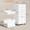 File Cabinet on Wheels Mobile Printer Stand with 5 Drawers for Home Office White