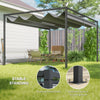 10x7ft Pergola with Retractable Roof Outdoor Patio Sun Shelter Garden Grape Tent Water-resistant Yard Shade, Dark Grey