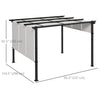 10' x 10' Metal Pergola, Outdoor Pergola with Retractable Canopy, for Garden, Patio, Backyard, Deck, Light Grey