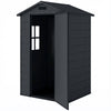 4' x 3' Plastic Garden Shed with Floor, Outdoor Small Shed with Lockable Door, Window and Vent, Dark Grey
