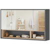 Wall Mounted Bathroom Medicine Cabinet with Mirror and Shelves, Grey