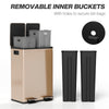 Dual Garbage Bin, Soft-Close Trash Can with Foot Pedal, 2 x 28 Liter Garbage Can with Removable Inner Buckets, Gold