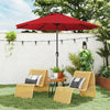 9ft Solar Patio Umbrella Outdoor Sunshade 24 LED Lights Tilt Canopy Wine Red