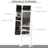Free Standing Armoire Organizer, Lighted Mirrored Jewelry Cabinet w/ Angle Adjustable & 16 LED Lights Warm White