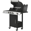 3 Burner Propane Gas Grill with Side Burner, 36,000 BTU BBQ Grill with Cast Iron Grates, Wheels, Warming Rack, Cabinet
