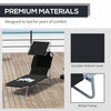 Outdoor Lounge Chair, Adjustable Folding Chaise Lounge, Tanning Chair with Sun Shade for Beach, Camping, Hiking, Backyard, Black