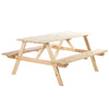 Wood Picnic Table, Camping Table and Bench Set with Umbrella Hole for Outdoor, Garden, Patio, Backyard