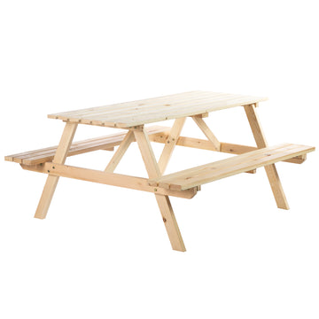 Wood Picnic Table, Camping Table and Bench Set with Umbrella Hole for Outdoor, Garden, Patio, Backyard