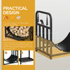 Curved Firewood Rack with Bear and Pine Tree Design, 17 Inch Log Holder Storage Rack with 110 lbs. Capacity