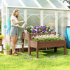 2 Tiers Raised Garden Bed, Wooden Elevated Planter Box with Legs, Gardening Planting Bed, Carbonised