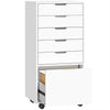 File Cabinet on Wheels Mobile Printer Stand with 5 Drawers for Home Office White