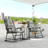 Folding Rocking Chair Set of 2 Padded Rockers with Armrest, Light Grey