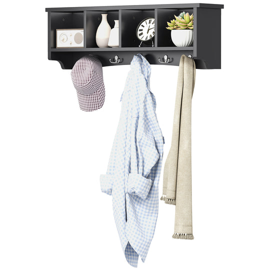 Coat Rack Wall Mount with Shelf, 28