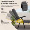 Outdoor Lounge Chair with Padded Cushion, Folding Reclining Patio Garden Chair with Recline Back, Footrest, for Poolside, Patio, Light Grey