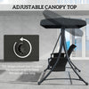 3 Person Porch Swing Outdoor Swing Chair with High Back Design, Side Pouches and Adjustable Canopy, Black