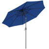 10' x 8' Round Market Umbrella, Patio Umbrella with Crank Handle and Tilt, Outdoor Parasol for Garden, Bench, Lawn, Blue