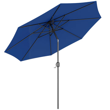 10' x 8' Round Market Umbrella, Patio Umbrella with Crank Handle and Tilt, Outdoor Parasol for Garden, Bench, Lawn, Blue