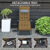 Padded Folding Recliner Chair, Patio Lounger with Cupholder, Adjustable Backrest, Removable Cushion, Light Khaki