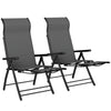 Folding Patio Chairs Set of 2, 5-Position Outdoor Lounge Chairs with High Back, Retractable Footrest