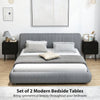 Modern Bedside Tables Set of 2, 2 Pieces Nightstands with 2 Storage Drawers and Steel Legs for Bedroom, Black Wood Grain
