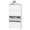 Narrow Shoe Cabinet with 4 Flip Drawers, Shoe Storage Cabinet with Adjustable Shelves, Holds 24–32 Pairs