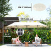 15' Outdoor Patio Umbrella with Twin Canopy Sunshade Steel Table Umbrella with Lift Crank Beige