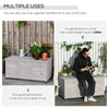 75 Gallon Wooden Storage Box patio Deck Box Bench, Garden Backyard Outdoor Storage Container with Aerating Gap & Weather-Fighting Finish, Grey