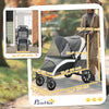 Foldable Pet Stroller for Medium Dogs with Four Big Wheels, Shock-Absorbing Frame, Safety Leashes, Brakes