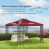 10' x 10' Square 2-Tier Gazebo Canopy Replacement Top Cover Outdoor Garden Sun Shade, Wine Red