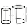 Set of 2 Nesting Coffee Tables with Metal Base, Round Side Table with Tempered Glass Tabletop for Living Room, Bedroom, Black