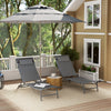 Folding Outdoor Chaise Lounge Chair Set of 2 with Adjustable Backrest, Headrest, Mesh Seat for Beach, Poolside, Grey