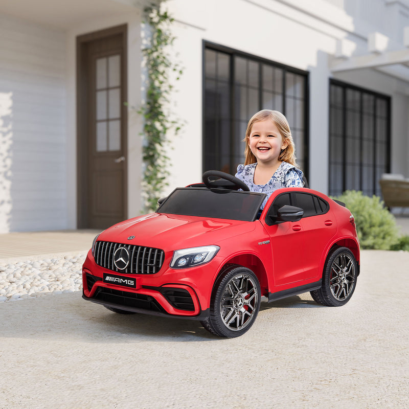 12V/7AH Kids Ride on Car, Mercedes Benz AMG GLC63S Coupe, Electric Car with Remote Control, Handle, 2 Speed, with Music, Electric Light, Easy to Move, Red