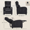 Corduroy Home Theater Seating, Push Back Recliner Chair with Padded Seat for Living Room, Black