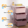 Qaba 3 Tier Kids Toy Organizer and Storage Bins with 3 Plastic Drawers, Pink