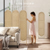 Bohemian Privacy Screen, Folding Room Divider with 3 Panels and Arched Top for Bedroom Living Room Office, Natural Wood