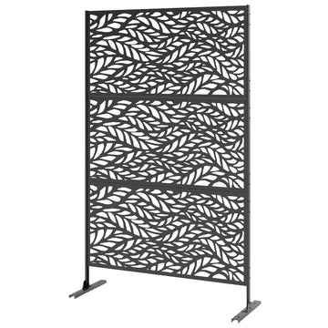 Metal Outdoor Privacy Screen, Freestanding Outdoor Divider with Stand, 78