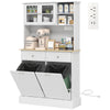 Kitchen Cabinet with Charging Station, 2 Tilt Out Cabinets, Microwave Stand, Freestanding Kitchen Pantry Cabinet