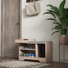 Upholstered Shoe Storage Bench, Hallway Shoe Storage with Seat, Drawer, 3 Open Shelves for Entryway, Grey
