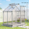 Greenhouse Garden, Green House, Outdoor Greenhouse Kit, PC Board with Sliding Door, 6.2' x 4.3' x 6.6', Silver