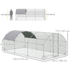 Galvanized Large Metal Chicken Coop Cage Walk-in Enclosure Poultry Hen Run House Playpen Rabbit Hutch with Cover for Outdoor Backyard 9.2' x 18.7' x 6.5' Silver