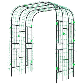 Arched Garden Trellis, 8 FT Tall Metal Plant Trellis Support with Trellis Netting for Climbing Plants