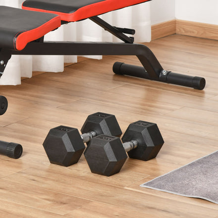 2 x 30lbs Rubber Dumbbells Weight Set, Dumbbell Hand Weight for Body Fitness Training, Home Office Gym, Black