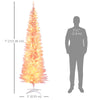 7' Pre Lit Artificial Pencil Christmas Trees, Xmas Tree with Realistic Branches and Warm White LED Lights, Pink