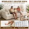 3 Seater Sofa, Chenille Boneless Cloud Couch with Thick Spring Cushion, Wide and Deep Seat, Wide Armrests, Beige