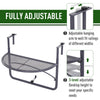 Adjustable Balcony Hanging Railing Table, Metal Mounting Mini Wall Desk Storage Rack, Outdoor Flower Stand Serving Table Half Round, Grey