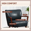 Accent Chair, Modern Armchair, Faux Leather Upholstered Living Room Chair with Wood Legs and Wide Padded Seat