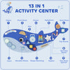 Qaba Whale Activity Wall Busy Board, 13 in 1 Montessori Sensory Wall Panel for Playroom Nursery Classroom Boys Girls 2+, Blue