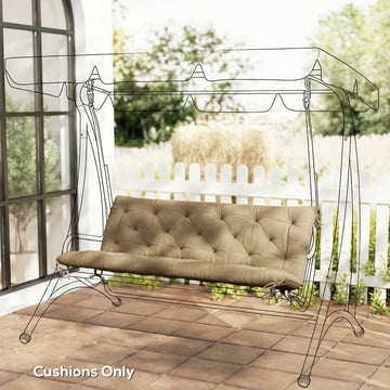 3-Seater Outdoor Bench Swing Chair Replacement Cushions for Patio Garden, Beige