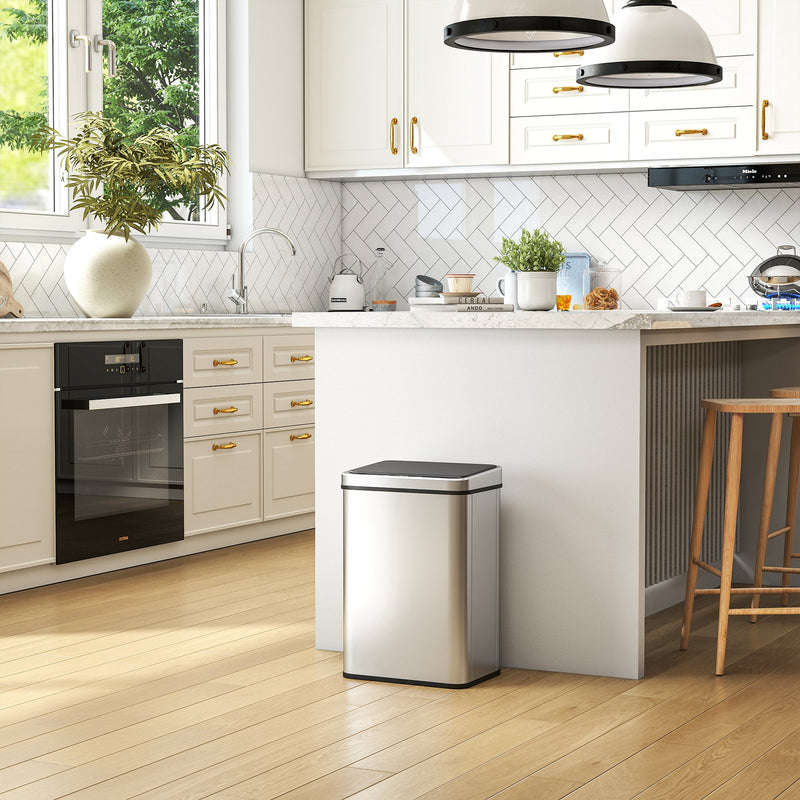 10.6 Gallon Automatic Garbage Can with Soft-Close Lid, Touchless Trash Can with Fingerprint Resistant Stainless Steel