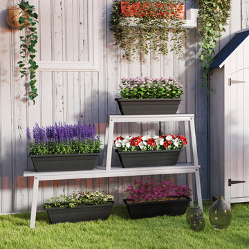 Long Rectangular Flower Plant Pots, 5 Pack 23 Inches Window Boxes Planters for Windowsill, Garden, Black